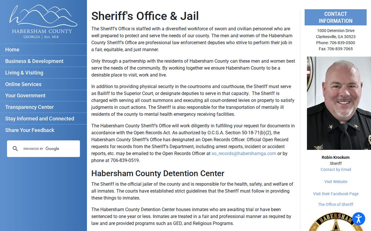Habersham County warrant search sheriff and jail information