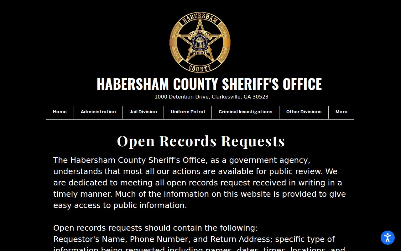Habersham County warrant records request instructions