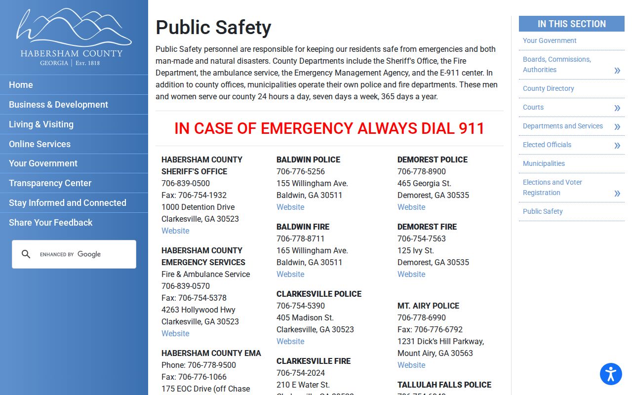 Habersham County active warrant sheriff and municipal contacts