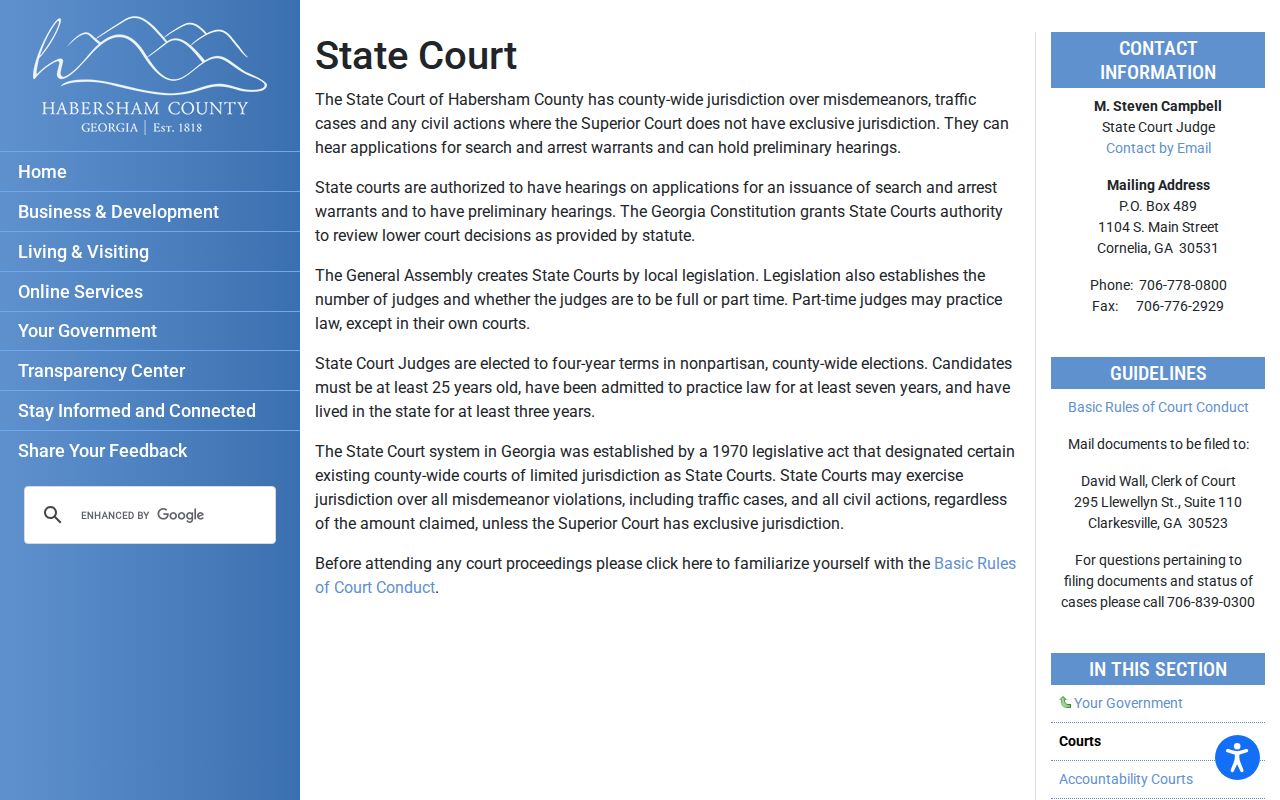 Habersham County active warrant State Court jurisdiction