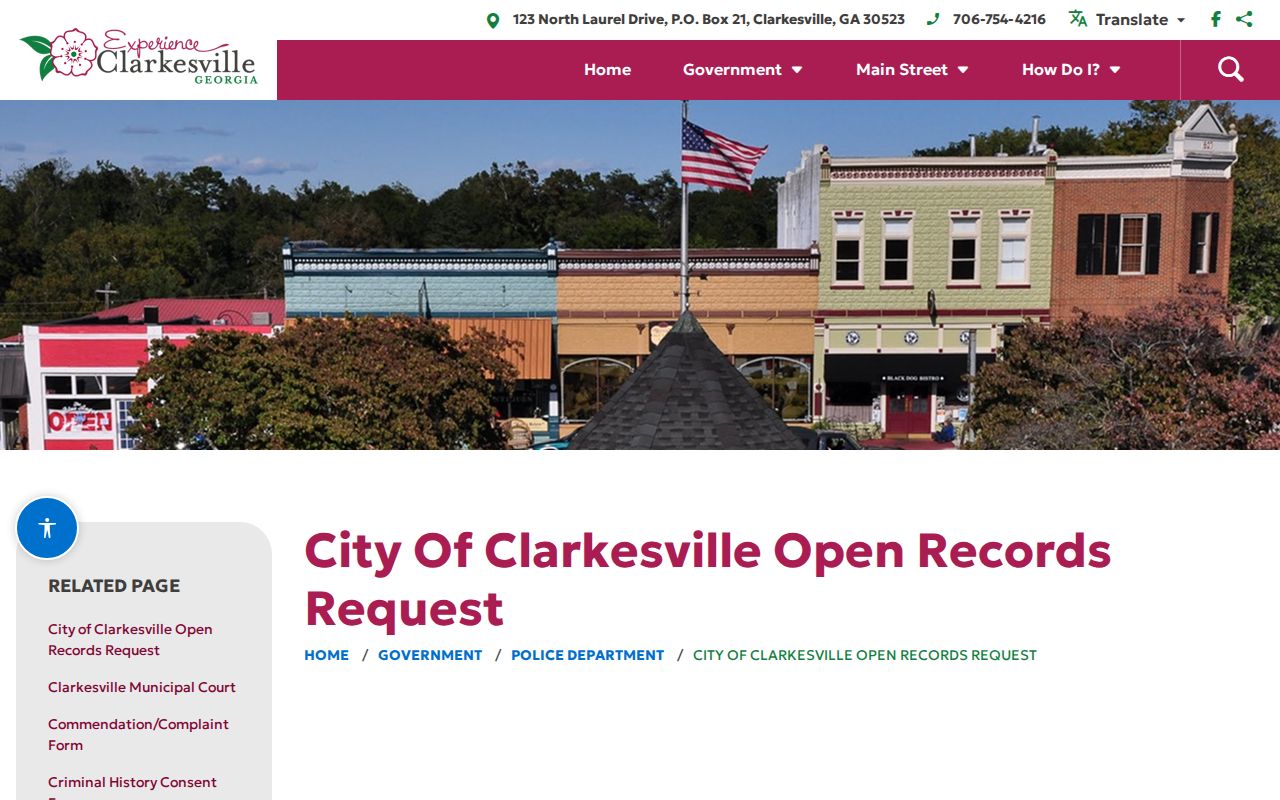 Clarkesville warrant records official police open-records request form