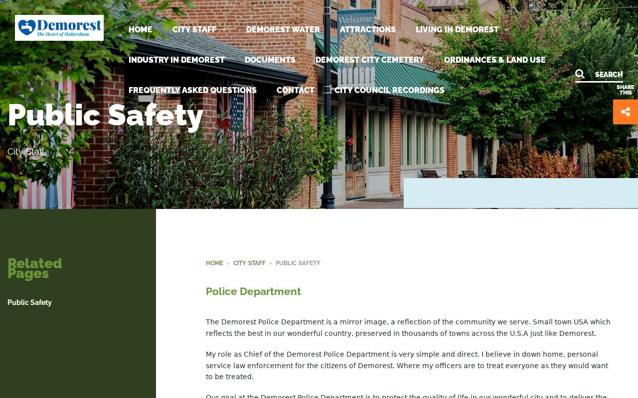 Demorest public-safety page with police and municipal-court records contacts